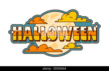 Grooviges Halloween-Textdesign mit Retro-Buchstaben Stock Vektor