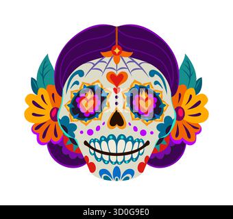 Tag der toten Feiertagsfrau Calavera Zuckerschädel Stock Vektor