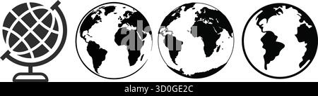 Drei Globus-Symbole, die Erde und Geographie darstellen Stock Vektor