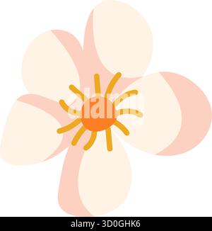 Eine helle und fröhliche, stilisierte Blumenillustration mit weichen Pastellfarben und einer lebendigen Mitte Stock Vektor