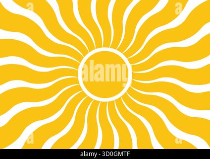 Illustration Der Welligen Sonnenstrahlen – Abstraktes Gelbes Solarenergiedesign. sunburst glühender Hintergrund. Stock Vektor