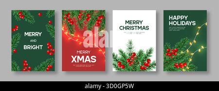 Satz Weihnachtsgrußkarten Stock Vektor