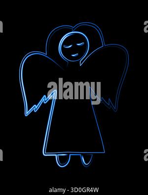 Vektor-isolierte Illustration eines Weihnachtsengels mit Neoneffekt Stock Vektor