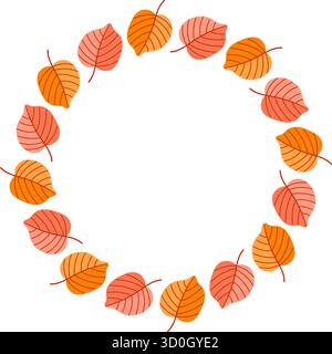 Ein wunderschönes kreisförmiges Design mit bunten Herbstblättern, perfekt für saisonale Dekorationen und Feiern Stock Vektor