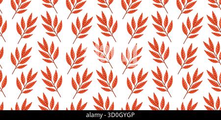 Ein wunderschönes nahtloses Muster, das stilvolle rote Herbstblätter elegant auf einem sauberen, weißen Hintergrund präsentiert Stock Vektor