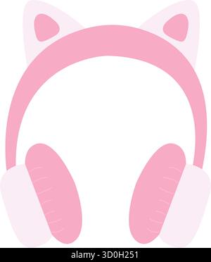 Kopfhörer mit Katzenohren. Rosa Pastellfarbe. Niedlicher Kawaii-Stil. Stock Vektor