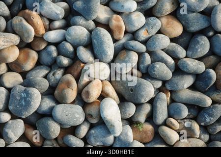 Ein Blick von oben auf die Beach Pebbles. Stockfoto