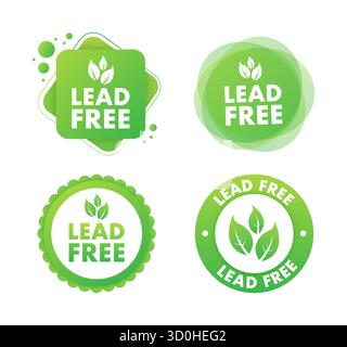 Bleifreie grüne Etiketten mit Leavesymbol Stock Vektor