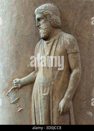 Mable Basrelief eines Griechen im Nationalen Archäologischen Museum in Athen, Griechenland Stockfoto