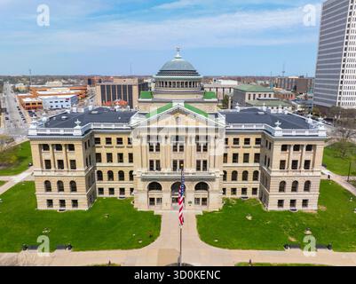 Lucas County Courthouse aus der Vogelperspektive an der 700 Adams Street im Zentrum von Toledo, Ohio OH, USA. Stockfoto