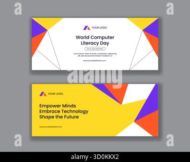 Flache Cartoon Hand gezeichnete Illustration des World Computer Literacy Day Horizontal Banner Stock Vektor