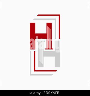 Logo Design Grafikkonzept kreatives Premium Vektor Stock Bild Top verkaufen Initial H oder HH Schriftart mit Gebäude Säule Gesetz Legalität an Kanzlei Justiz Büro Stock Vektor