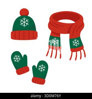 Weihnachten Winterkleidung Set Illustration Stock Vektor