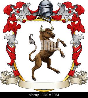 Bull Heraldik Wappen Wappen Wappenschild Stock Vektor