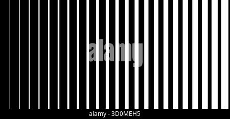 Gitter Für Gradientenübergänge. Gestreifte Rasterfarbstruktur. Verblichendes vertikales Linienmuster. Schwarzer, paralleler, dünner bis dicker Hintergrund für den Entwurf Stock Vektor