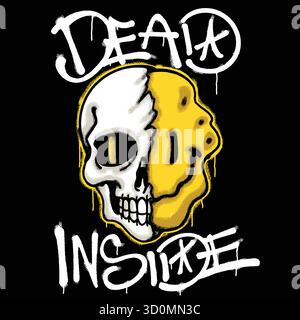 Skull mit einer schmelzenden Urban Streetwear Art Stock Vektor
