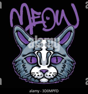 Cat Urban Streetwear T-Shirt-Design Stock Vektor