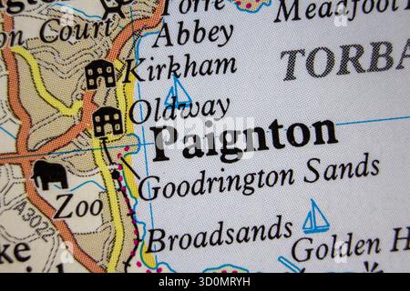 Paignton - England, Vereinigtes Königreich Farb-atlas Karte Ortsname der Region Stockfoto