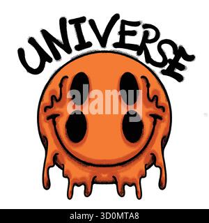 Melting Orange Smile Urban Streetwear T-Shirt-Design Stock Vektor