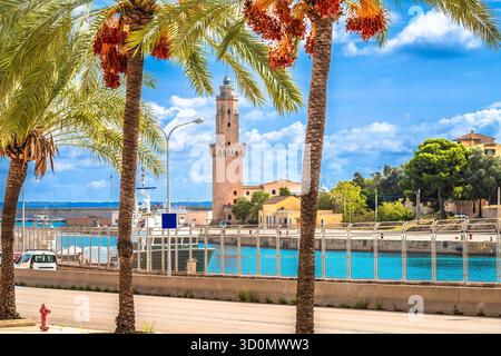 Blick auf den Leuchtturm Far de Portopi in Palma de Mallorca. Insel Mallorca. Balearen in Spanien. Stockfoto
