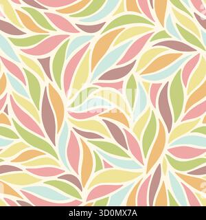 Abstraktes, nahtloses Muster mit Blattwirbeln. Vektorabbildung Hintergrund mit flachem Design. Stock Vektor