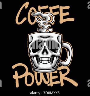 Coffee Urban Streetwear Art Mit Totenkopfmotiv Stock Vektor