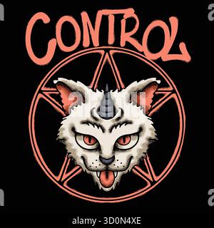 Mythische Cat Head Urban Streetwear Art Stock Vektor