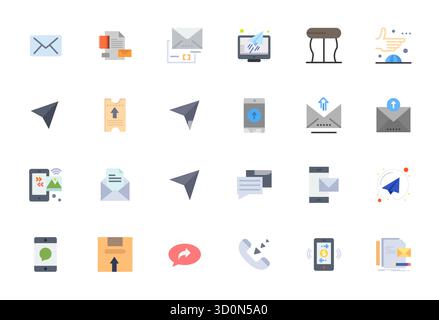 Intelligent gestaltete 24 Display Perfect Vektor-Symbole, inspiriert von Send, im flachen Format mit 256 x 256 für intelligente und effiziente Design-Workflows. Stock Vektor