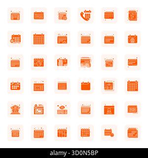 Moderne Sammlung von 36 Vektorsymbolen, die Ereignisse in voller Ästhetik darstellen, mit einer ausgerichteten Auflösung von 64x64 Pixeln für moderne Anwendung DE Stock Vektor