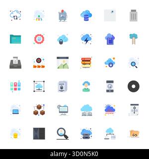 Erweiterte Sammlung von 36 bearbeitbaren Vektorsymbolen, inspiriert von Data Management, in Flat mit Retina Ready-Optimierung für überragende visuelle Leistung Stock Vektor