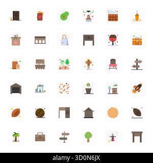 Strategisches Paket mit 36 Vektorsymbolen, die Braun im flachen Format darstellen, optimiert mit 64x64 PIXELN perfekte Qualität für professionelle Workflows. Stock Vektor