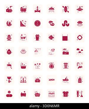 Zukunftsweisendes Paket mit 42 Vektorsymbolen rund um Wasser, mit gefülltem Design und Retina Ready Display perfekte Klarheit für innovative Benutzer Stock Vektor