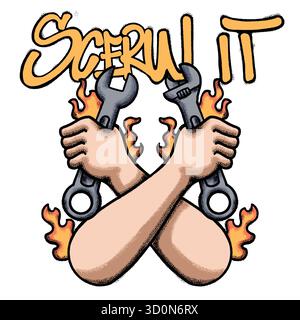 Handschlüssel für Streetwear-Illustration Stock Vektor