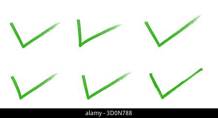 Handgezeichnetes flaches Häkchen auf weißem Hintergrund. Vektorabbildung. Stock Vektor