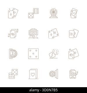Ultimative Sammlung von 16 Vektorsymbolen, die Casino in Thin Line Ästhetik darstellen, optimiert mit High Resolution Display Perfect Resolution für Maximum Stock Vektor