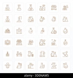 Zeitgenössische Sammlung von 36 Vektorsymbolen, die Becher in Bold Line-Ästhetik darstellen, mit Retina Ready Pixel-ausgerichteter Auflösung für moderne Anwendungen Stock Vektor