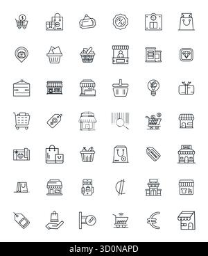 Ausgeklügeltes Paket mit 42 Bold Line Vektor-Symbolen für Händler, entwickelt mit Retina Ready Detail Enhanced Clarity für professionelle Anwendungen. Stock Vektor