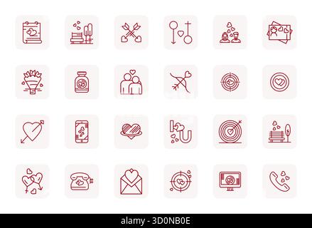 Eine übersichtliche Sammlung von 24 Vektorsymbolen für normale Bold Outline, die Datierungen darstellen, im perfekten Format 256 x 256 PIXEL für moderne Dashboards und Int. Stock Vektor