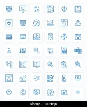 Revolutionärer Satz von 42 Pixel optimierten Vektorsymbolen, inspiriert von Fehlfunktionen, erstellt im Format Fett mit hoher Auflösung für Schneidearbeiten Stock Vektor