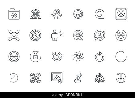 Sorgfältig zusammengestellte 24 Bold Line Vector Icons für Rotation, mit hochauflösender Pixelausrichtung für konsistente Markendarstellung und u Stock Vektor