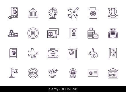 Perfekt ausgewogenes 24-Bold-Line-Display perfekte Vektorsymbole für Reisebüros, Größe 256 x 256 für harmonische Integration in digitale Designprojekte Stock Vektor