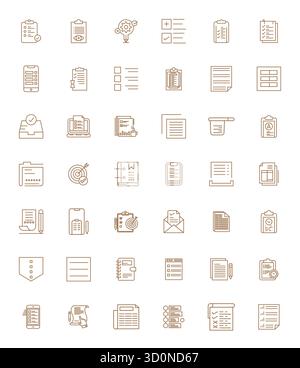 Umfangreiches Toolkit mit 42 Vektorsymbolen rund um Checklist, entwickelt in Bold Line mit hochauflösendem Raster für vielseitige Desi Stock Vektor