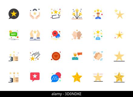 Verwandeln Sie Ihre Designs mit 24 flachen Vektorsymbolen, die sich um Lob drehen, in High Resolution Detail Enhanced Resolution für maximale Klarheit. Stock Vektor