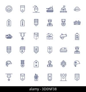 Fortschrittliche Sammlung von 36 PIXEL Perfect Vektor-Ikonen, inspiriert von Army, in Bold Line mit Retina Ready-Optimierung für überragende visuelle Leistung Stock Vektor