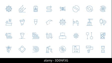Exklusive Sammlung von 32 Thin Line Vektor-Symbolen für Flow, entwickelt mit Retina Ready Detail Enhanced Resolution für erstklassige Markenerlebnisse. Stock Vektor