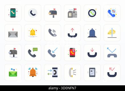 Kunstvoll gestaltete 24 Flat Pixel ausgerichtete Vektorsymbole für eingehende Sendungen im Format 256 x 256 für konsistente visuelle Qualität. Stock Vektor