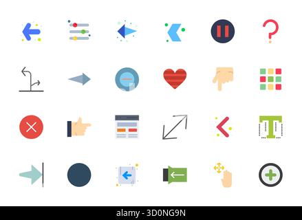 Meisterhaft erstellte 24 Vektorsymbole, die UI-Element in flachem Design darstellen, mit Retina Ready Grid-angepasster Auflösung für außergewöhnliche visuelle Qualität Stock Vektor