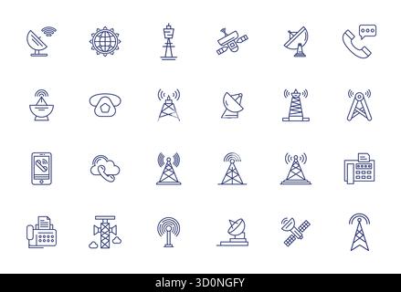 Intelligent gestaltete Vektorsymbole mit 24 Pixeln, inspiriert von der Telekommunikation, im Format Fett bei 256 x 256 für intelligente und effiziente d Stock Vektor