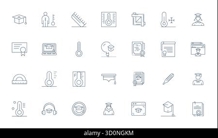 Hochmodernes Paket mit 28 Display Perfect Vektorsymbolen, inspiriert von Degree, im Thin Line-Format bei 128x128 für Inter der nächsten Generation Stock Vektor