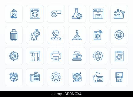 Sorgfältig gefertigte 24 Bold Line Vektorsymbole für Machine, geliefert in 128x128 Pixel ausgerichteter Qualität für kompromisslose Designstandards. Stock Vektor